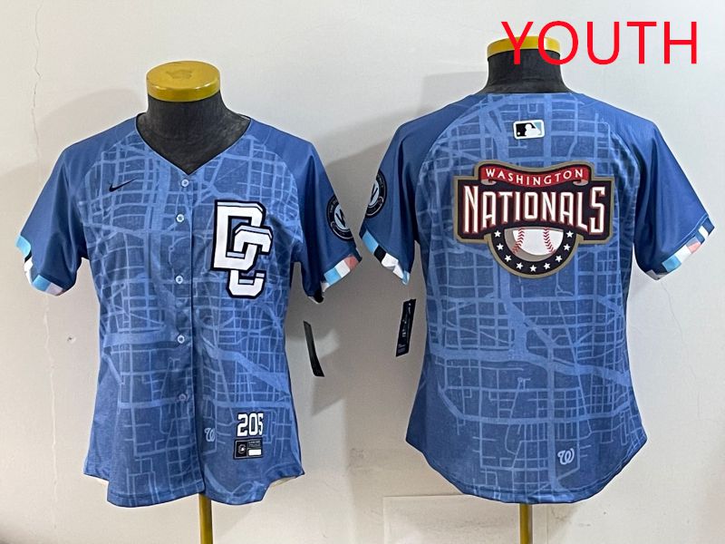 Youth Washington Nationals Blank Blue Joint Name 2025 Nike MLB Jersey style 5->youth mlb jersey->Youth Jersey